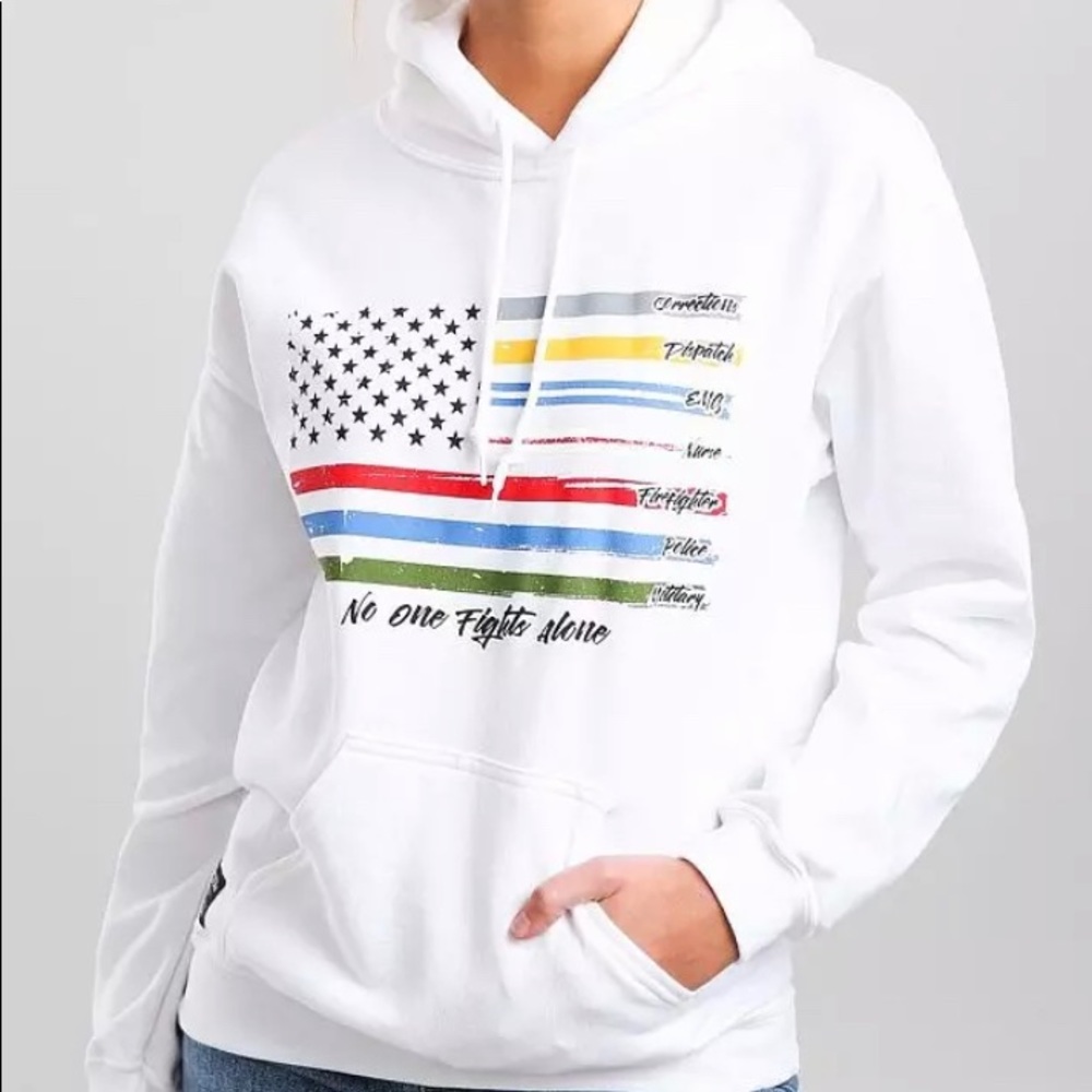 HOWITZER NO ONE FIGHTS ALONE WHITE HOODIE SZ:M NWT🏷
